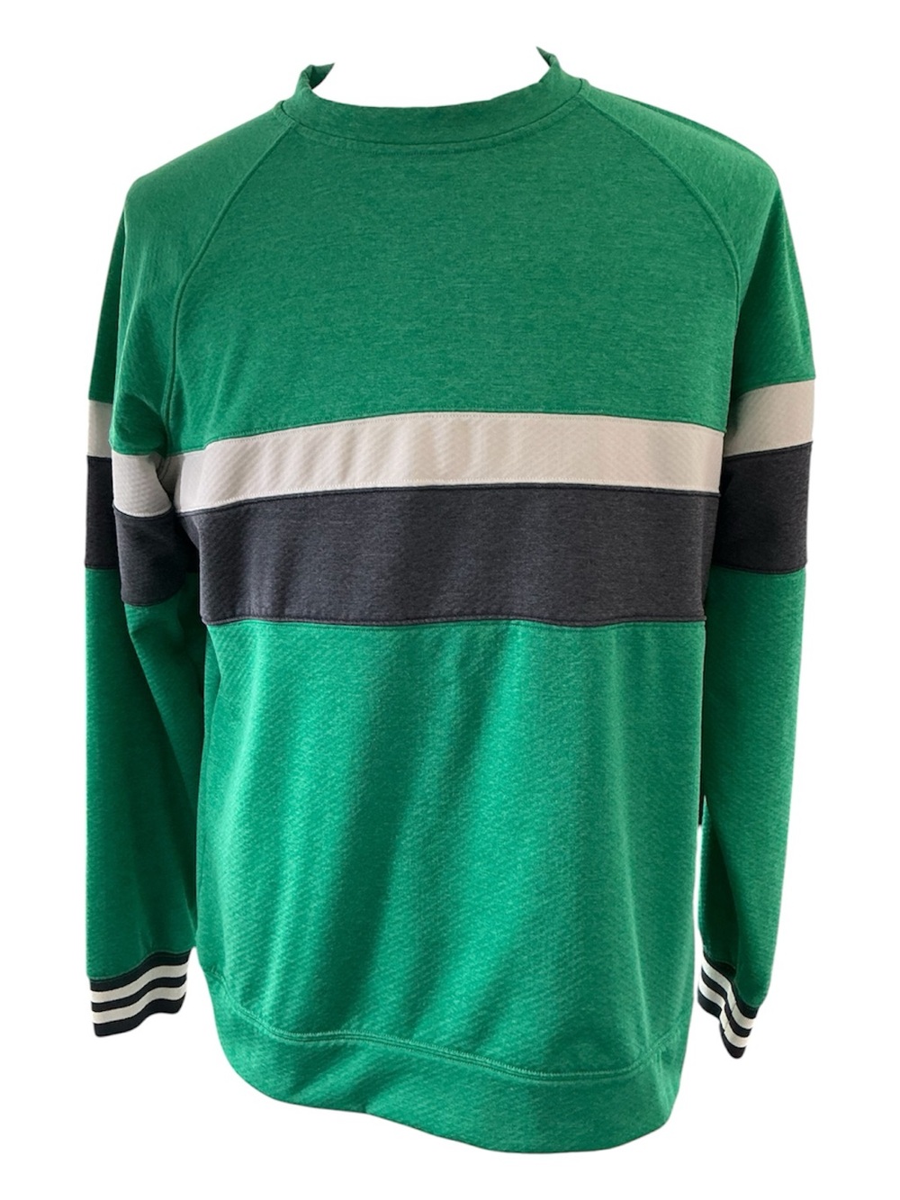 Cotopaxi Sweatshirt Mens Sz L Green Stripe Raglan Crewneck Polyester Spandex